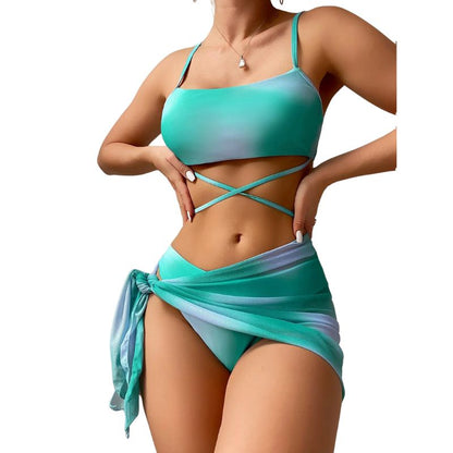 Luciana® | 3-Piece Bikini Swimsuit With Laces And Beach Skirt