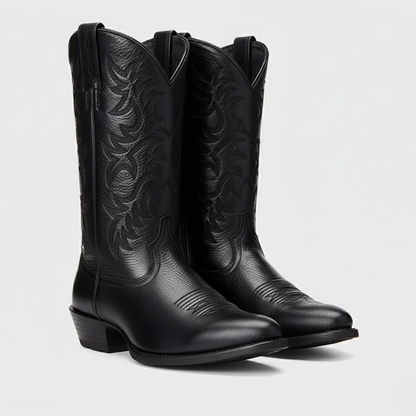 Women’s Western Knee-High Boots – Pointed Toe & Embroidered Detail