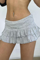 Y2K Casual Solid Pleated Skirt