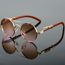 Retro Round Metal Sunglasses - Brown Gradient