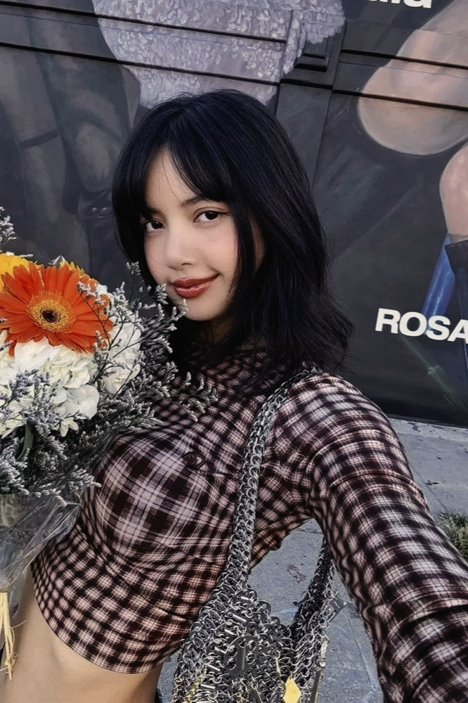 American Hottie Push Up Plaid Round Neck Slim Long Sleeve Crop Top