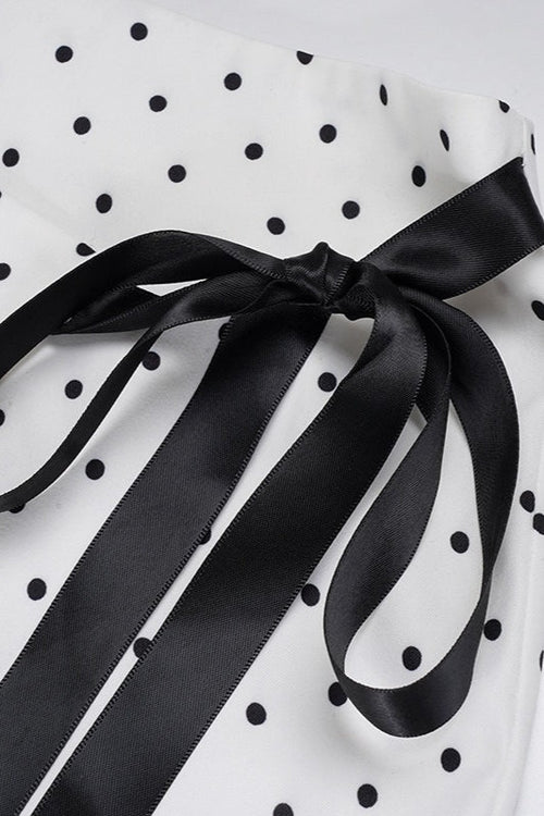 White Polka Dot Bodycon Mini Skirt