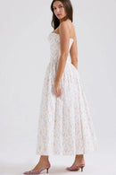 Women's Elegant Tiered A-Line Sleeveless Floral Dress – Summer Dress