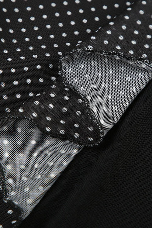 Polka Dot A-Line Mesh Midi Skirt