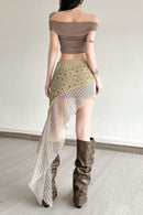 Asymmetric Bias Cut Bodycon Skirt