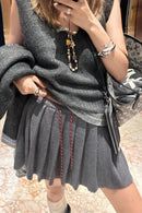 Pleated Knit Mini Skirt