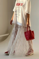 Jacquard Lace High Waist Maxi Skirt