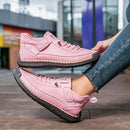 Women's Leather Lace-Up Sneakers – Comfortable Supportive Walking Shoes