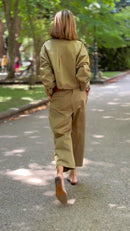 Women's Khaki Safari Two Piece Set – Casual Utility Outfit