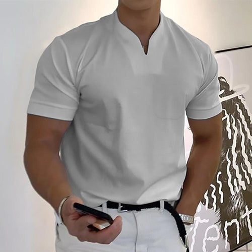 Men's Slim Fit V-Neck Polo Shirt – Casual Stylish Summer Top