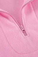 Women's Pink Sherpa Collared Oversized Hoodie