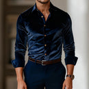 Men's Buttoned Down Long Sleeve Fitted Velvet Shirt – Luxury Dress Shirt