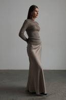 High Waist Satin Bodycon Mermaid Maxi Skirt