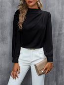 Women's Turtleneck Long Sleeve Blouse – Elegant Office Sophisticated Top