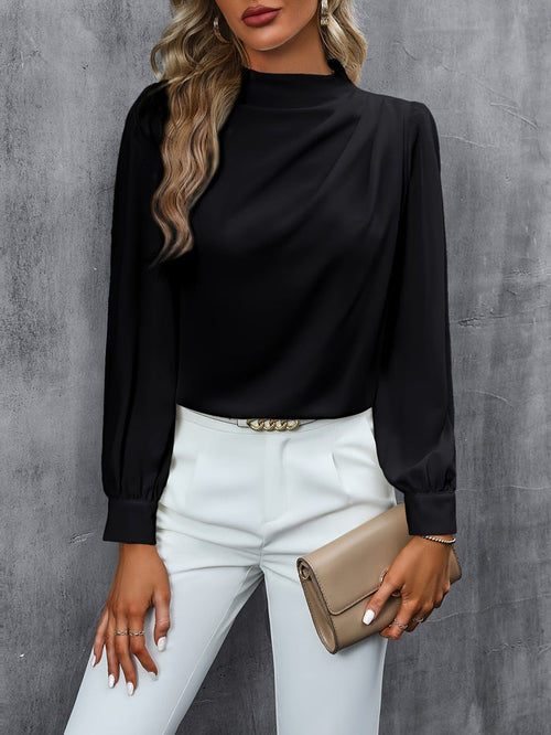 Women's Turtleneck Long Sleeve Blouse – Elegant Office Sophisticated Top