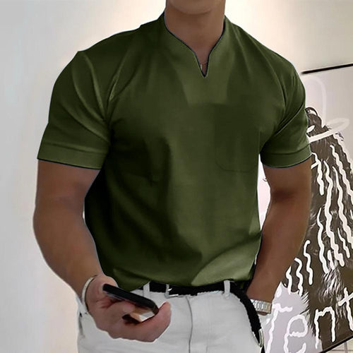 Men's Slim Fit V-Neck Polo Shirt – Casual Stylish Summer Top