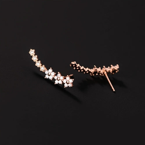 Women's Sparkly Floral And Star Ear Cuffs – Elegant Statement Jewelry