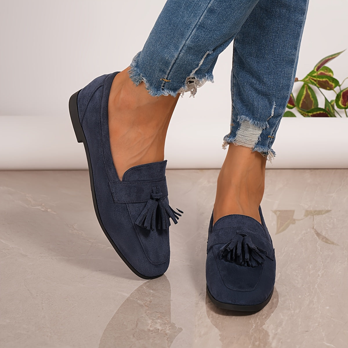 Women’s Vintage Tassel Slip-On Flats – Soft Sole Comfortable Shoes