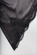 High Waist Lace Panel Slit Office Mini Skirt