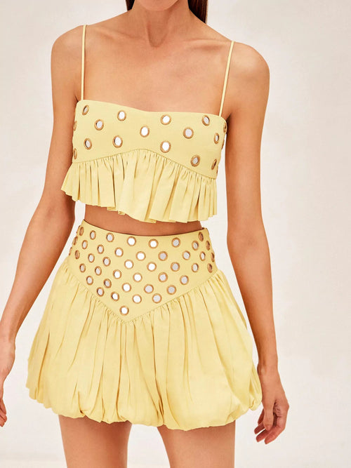 Women's Sequin Mirror Skirt Set – Sparkling Party Two Piece Outfit