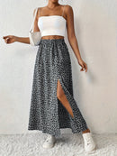 Women's High-Waisted Floral Maxi Skirt – Lightweight Side Slit