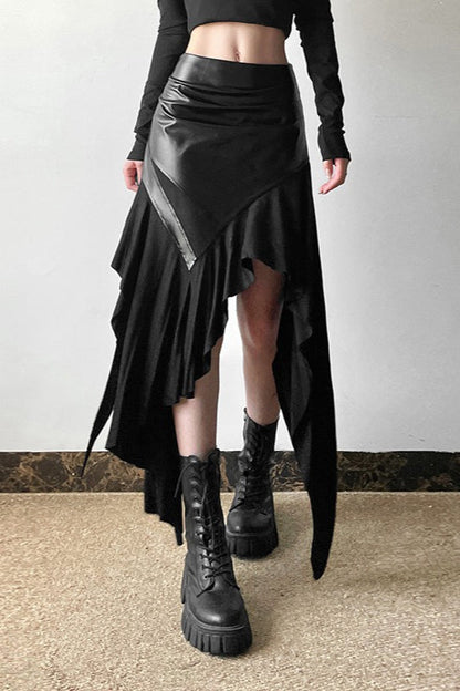 American Retro Ruffle Panel Bodycon Skirt