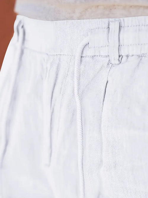 Men's Wide-Leg Linen Trousers – Drawstring Casual Summer Pants