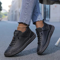 Women's Leather Lace-Up Sneakers – Comfortable Supportive Walking Shoes