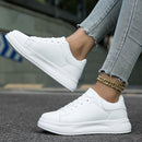 Women's White Textile Lace-Up Sneakers – Orthopedic Casual Comfort Trainers