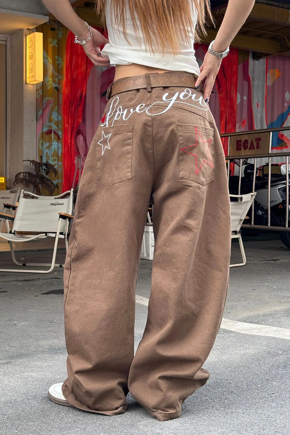 American Vintage Embroidered Wide Jeans