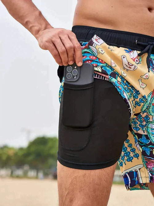 Mens Quick Dry Swim Shorts With Compression Liner – Athletic Beach Shorts