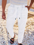Men's Wide-Leg Linen Trousers – Drawstring Casual Summer Pants