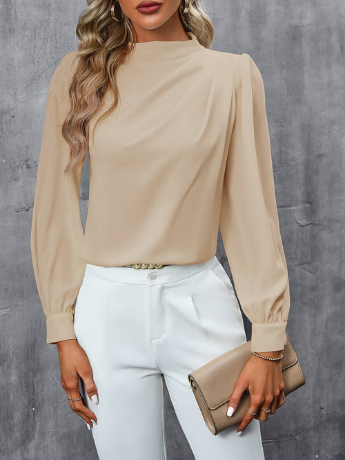 Women's Turtleneck Long Sleeve Blouse – Elegant Office Sophisticated Top