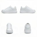 Women's White Textile Lace-Up Sneakers – Orthopedic Casual Comfort Trainers