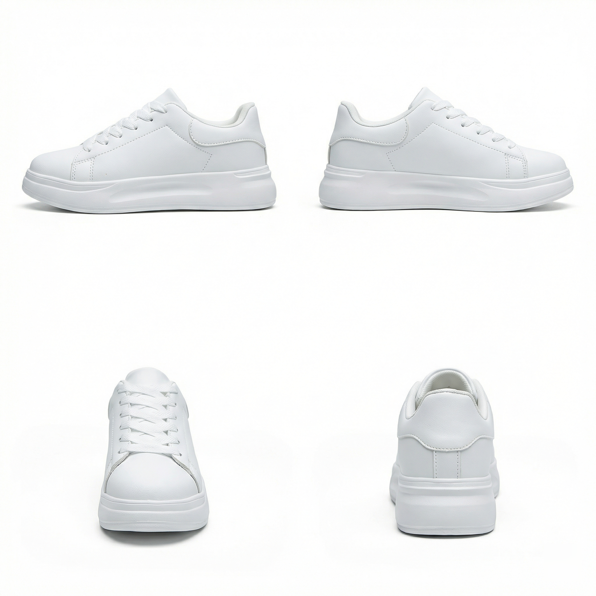 Women's White Textile Lace-Up Sneakers – Orthopedic Casual Comfort Trainers