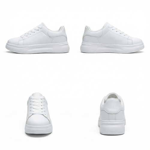 Women's White Textile Lace-Up Sneakers – Orthopedic Casual Comfort Trainers