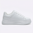 Women's White Textile Lace-Up Sneakers – Orthopedic Casual Comfort Trainers
