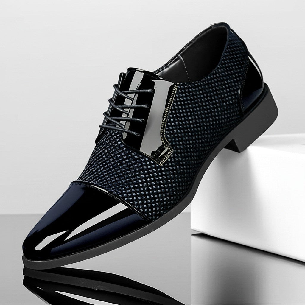 Men’s Patent Leather Oxford Shoes With Dotted Pattern – Formal Dress Shoes