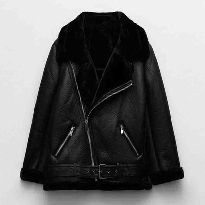 Amy Fashion - New Faux Leather Double Sided Coat