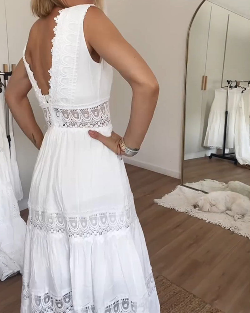 Stella™ - Comfy V-Neck Lace Tank Dress