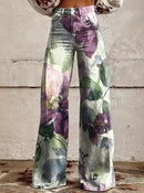 Women's Wide-Leg Printed Jeans – Flared Statement Denim Trousers