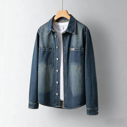 Men's Vintage-Style Loose-Fit Denim Overshirt – Classic Casual Layering