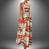 Women’s Multicolor Pleated Maxi Dress - Sleeveless Gown