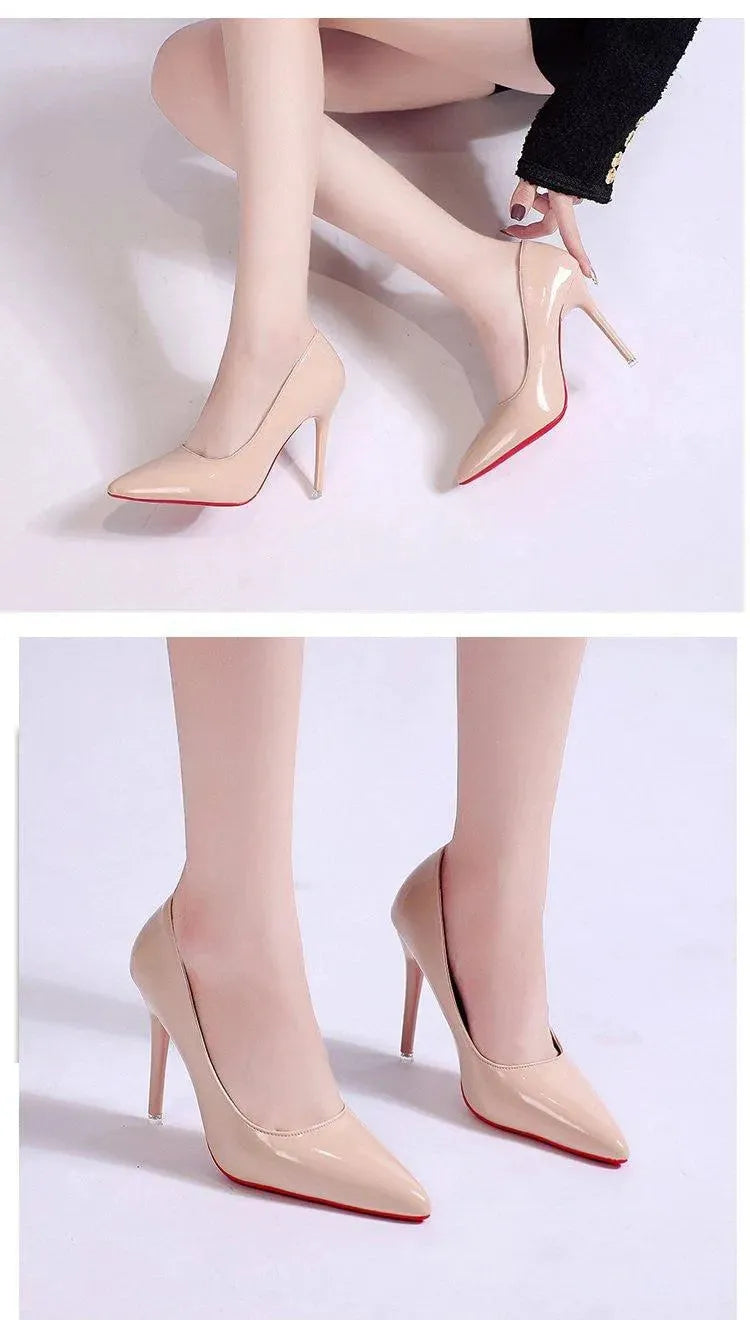 Womens Shiny Leather High Heel Stilettos – Elegant Evening Pumps