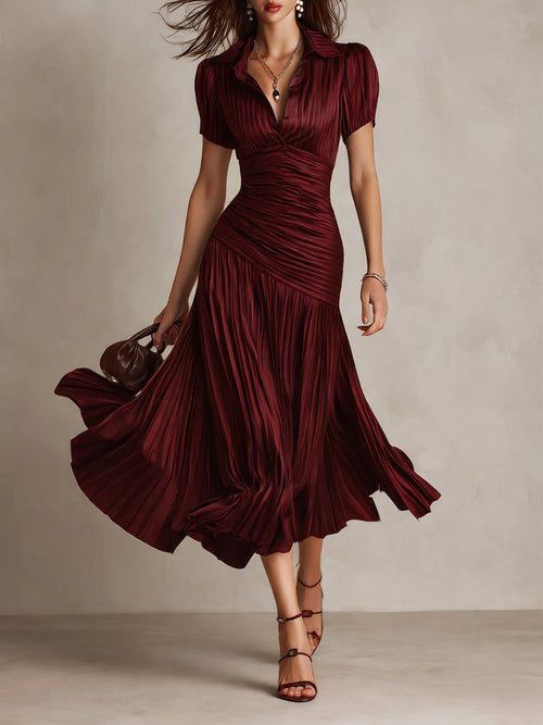 Adriana Retro Striped Satin Midi Dress: Flattering Style for Evening Events 2