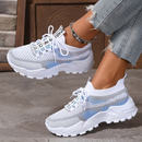 Women's Breathable Mesh Lace-Up Sneakers – Lightweight Walking Comfort Shoes