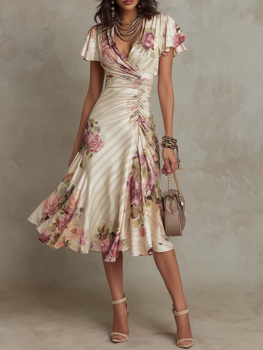 Alba: Elegant Floral Midi Dress for Special Occasions