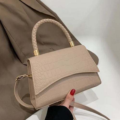 Women's Leather Crossbody Midi Bag – Elegant Everyday Shoulder Handbag