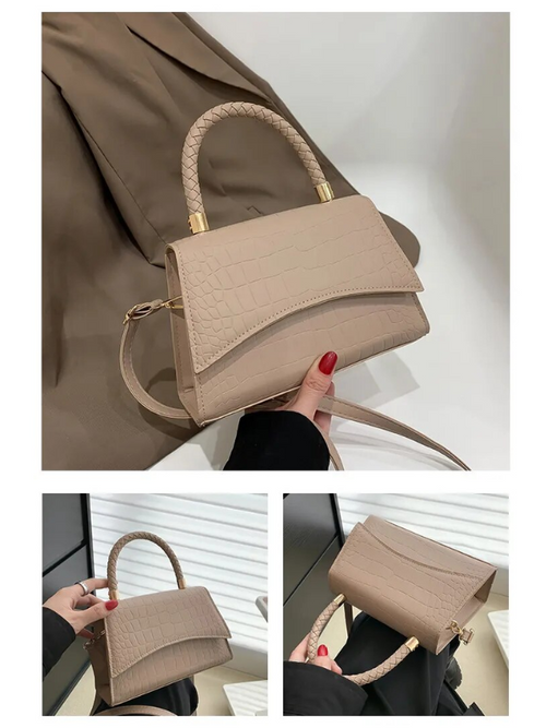 Women's Leather Crossbody Midi Bag – Elegant Everyday Shoulder Handbag