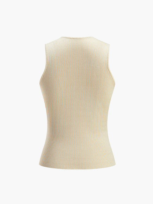 Women's Sleeveless Bodycon Ribbed Knit Tank Top – Slim Fit Summer Top